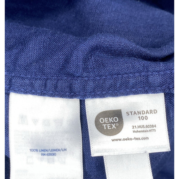 Lands End Shirt Womens Small 100% Linen Roll Tab Sleeve Casual Coastal Blouse - Picture 5 of 8